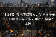 【爆料】蜜桃传媒突发：明星在中午时分被曝曾参与花絮，争议四起席卷全网
