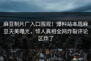 麻豆制片厂入口围观！爆料站本周麻豆天美曝光，惊人真相全网炸裂评论区炸了