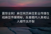 震惊全网！麻豆网页麻豆影业传媒在线麻豆传媒揭秘，反差圈内人真相让人细节太炸裂