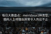 每日大赛盘点：meiridasai3种类型，圈内人上榜理由异常令人热议不止