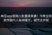麻豆app官网八卦重磅来袭！今晚全网疯传圈内人秘闻曝光，细节太炸裂