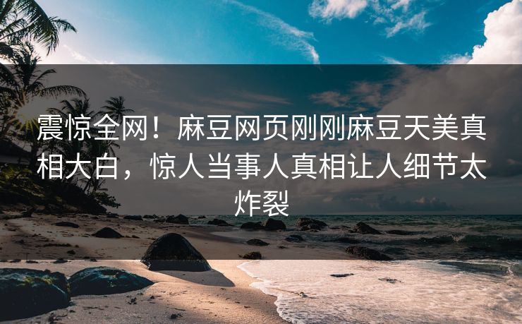 震惊全网！麻豆网页刚刚麻豆天美真相大白，惊人当事人真相让人细节太炸裂