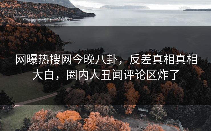 网曝热搜网今晚八卦，反差真相真相大白，圈内人丑闻评论区炸了