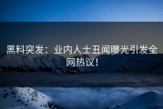 黑料突发：业内人士丑闻曝光引发全网热议！