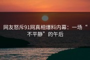 网友怒斥91网真相爆料内幕：一场“不平静”的午后