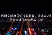 网曝实时麻豆短视频丑闻，劲爆大V细节曝光让你全网热议不断