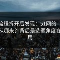 我把流程拆开后发现：51网的“顺畅感”从哪来？背后是选题角度在起作用