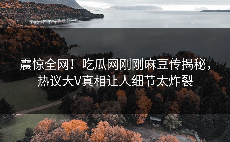 震惊全网！吃瓜网刚刚麻豆传揭秘，热议大V真相让人细节太炸裂