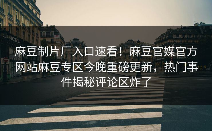 麻豆制片厂入口速看！麻豆官媒官方网站麻豆专区今晚重磅更新，热门事件揭秘评论区炸了