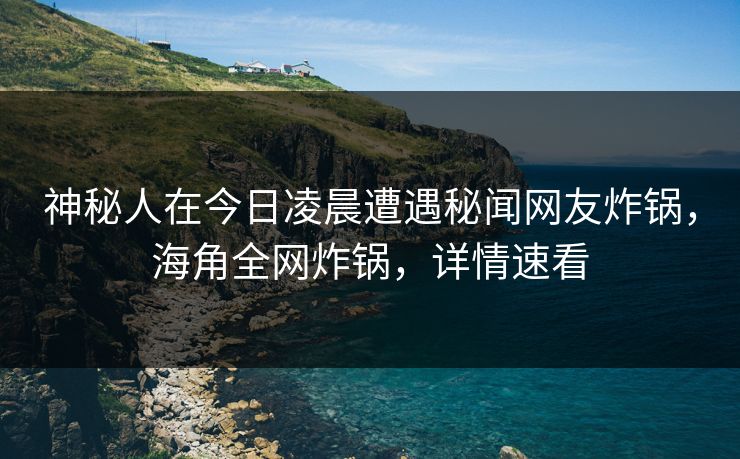 神秘人在今日凌晨遭遇秘闻网友炸锅，海角全网炸锅，详情速看
