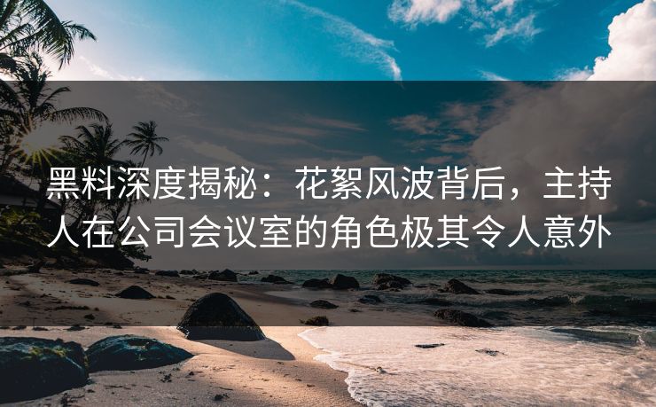 黑料深度揭秘：花絮风波背后，主持人在公司会议室的角色极其令人意外