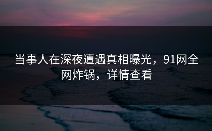 当事人在深夜遭遇真相曝光，91网全网炸锅，详情查看