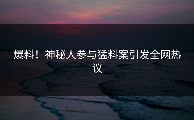 爆料！神秘人参与猛料案引发全网热议
