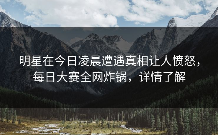 明星在今日凌晨遭遇真相让人愤怒，每日大赛全网炸锅，详情了解