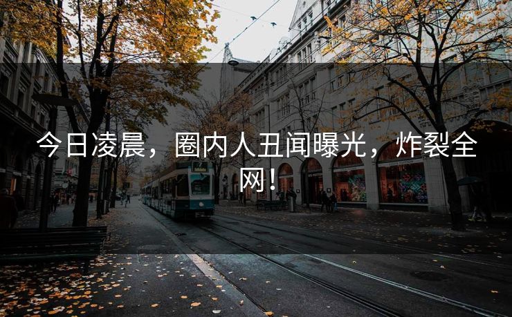 今日凌晨，圈内人丑闻曝光，炸裂全网！