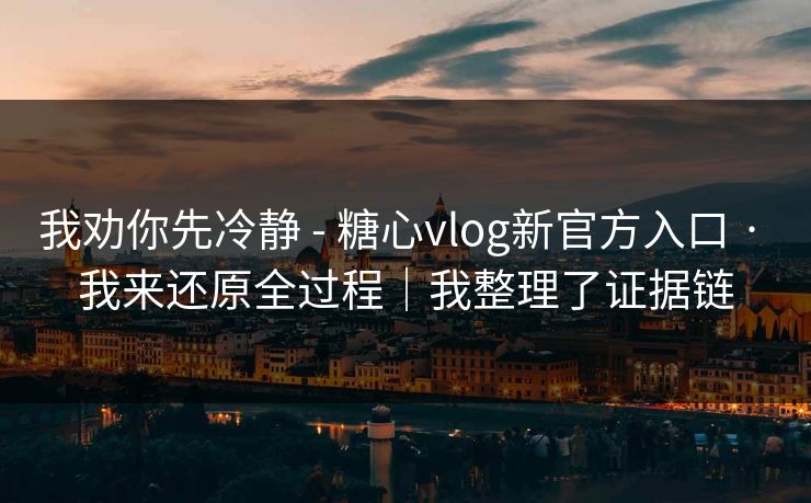 我劝你先冷静 - 糖心vlog新官方入口 · 我来还原全过程｜我整理了证据链
