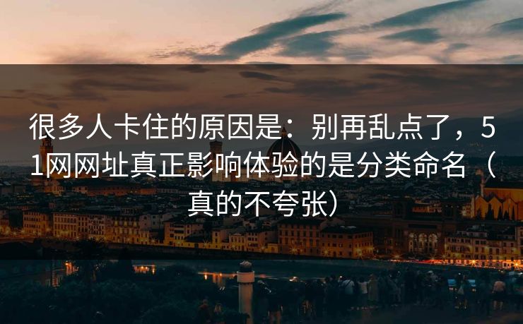 很多人卡住的原因是：别再乱点了，51网网址真正影响体验的是分类命名（真的不夸张）